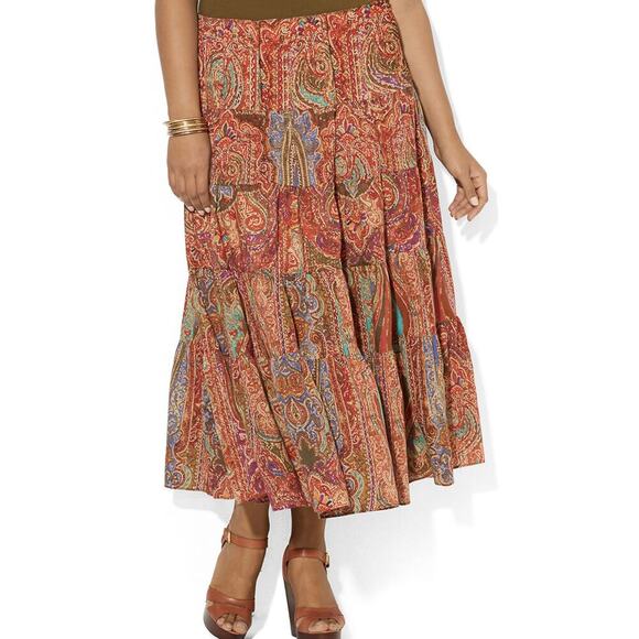 Women’s Ralph Lauren Boho Hippie Designed Maxi Skirt 2X - Picture 1 of 4